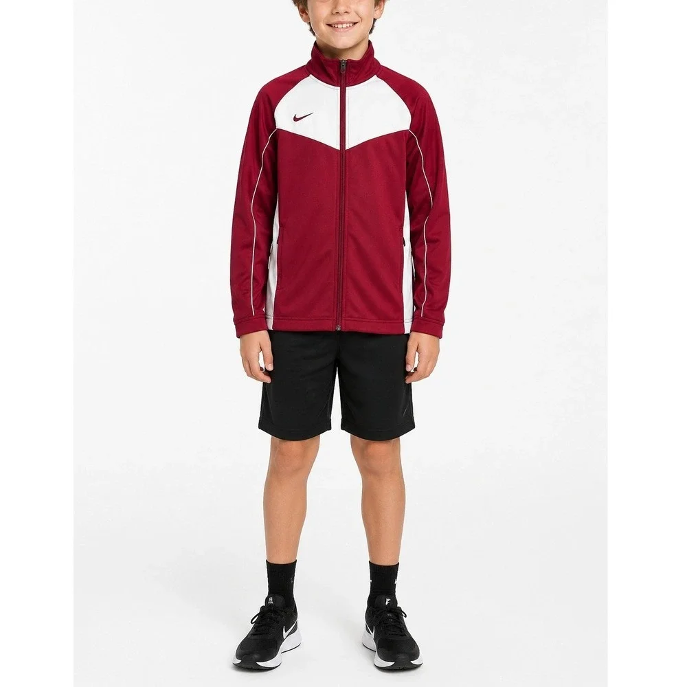 Nike Team Kids Dri-FIT Full Zip Track Jacket Burgundy White Size L 12-14